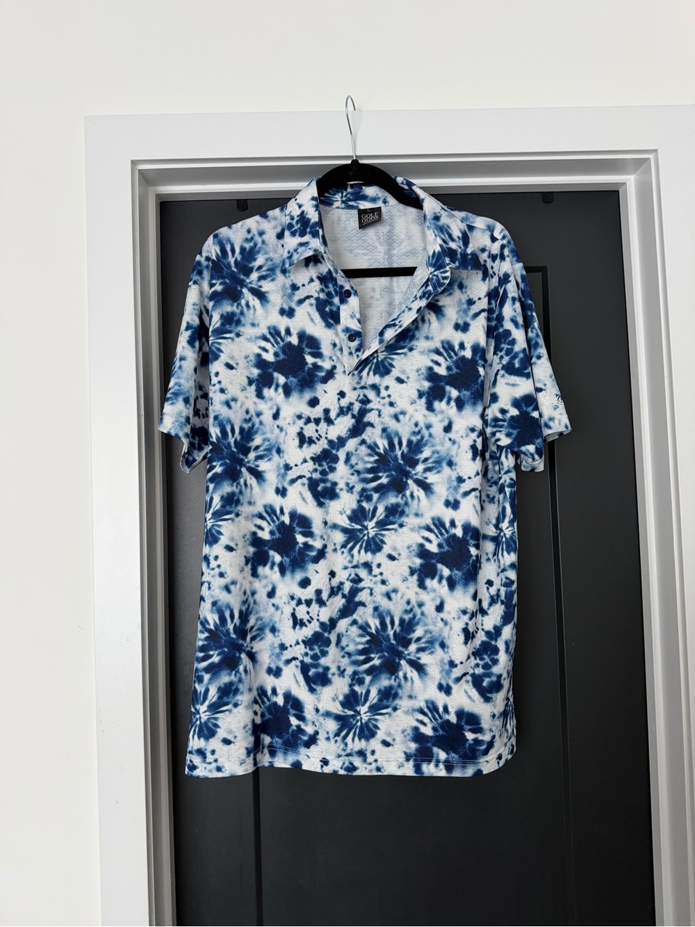 Men's Tie-Dye Polo Shirt in Blue - Casual Short Sleeve